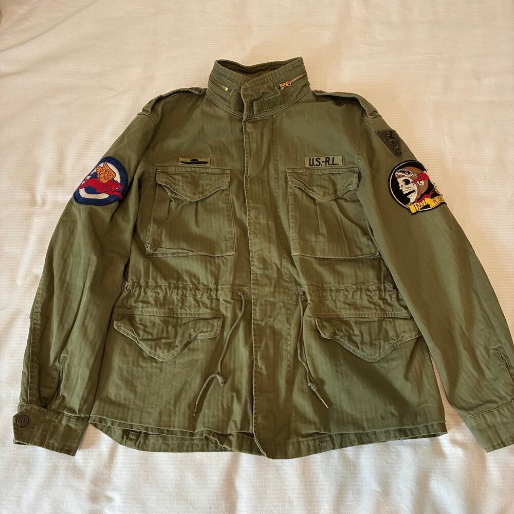 Polo Ralph Lauren M-65 Cotton Herringbone Field Jacket Mens XL Olive Drab